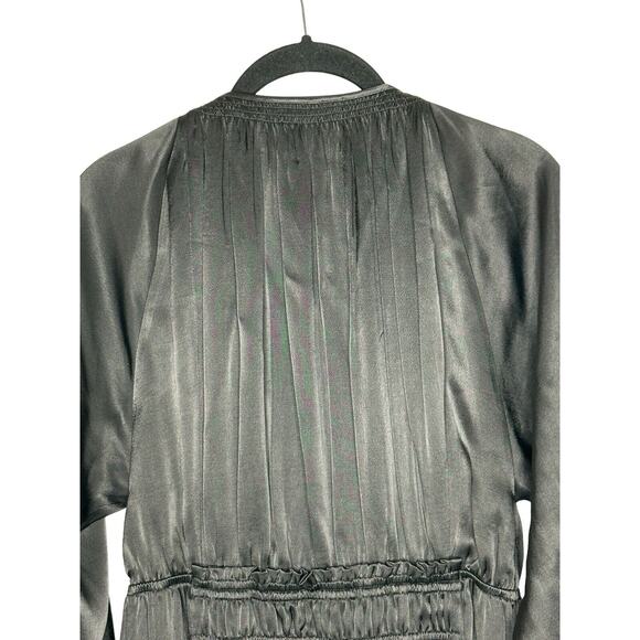 A Piece Apart Midi Dress 4 Witchy Gothic Gypsy Smocked Wednesday Pleated Black - Picture 9 of 13